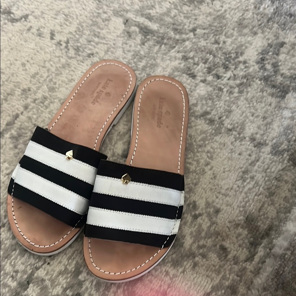Kate Spade Black and White Striped Women's Sandals